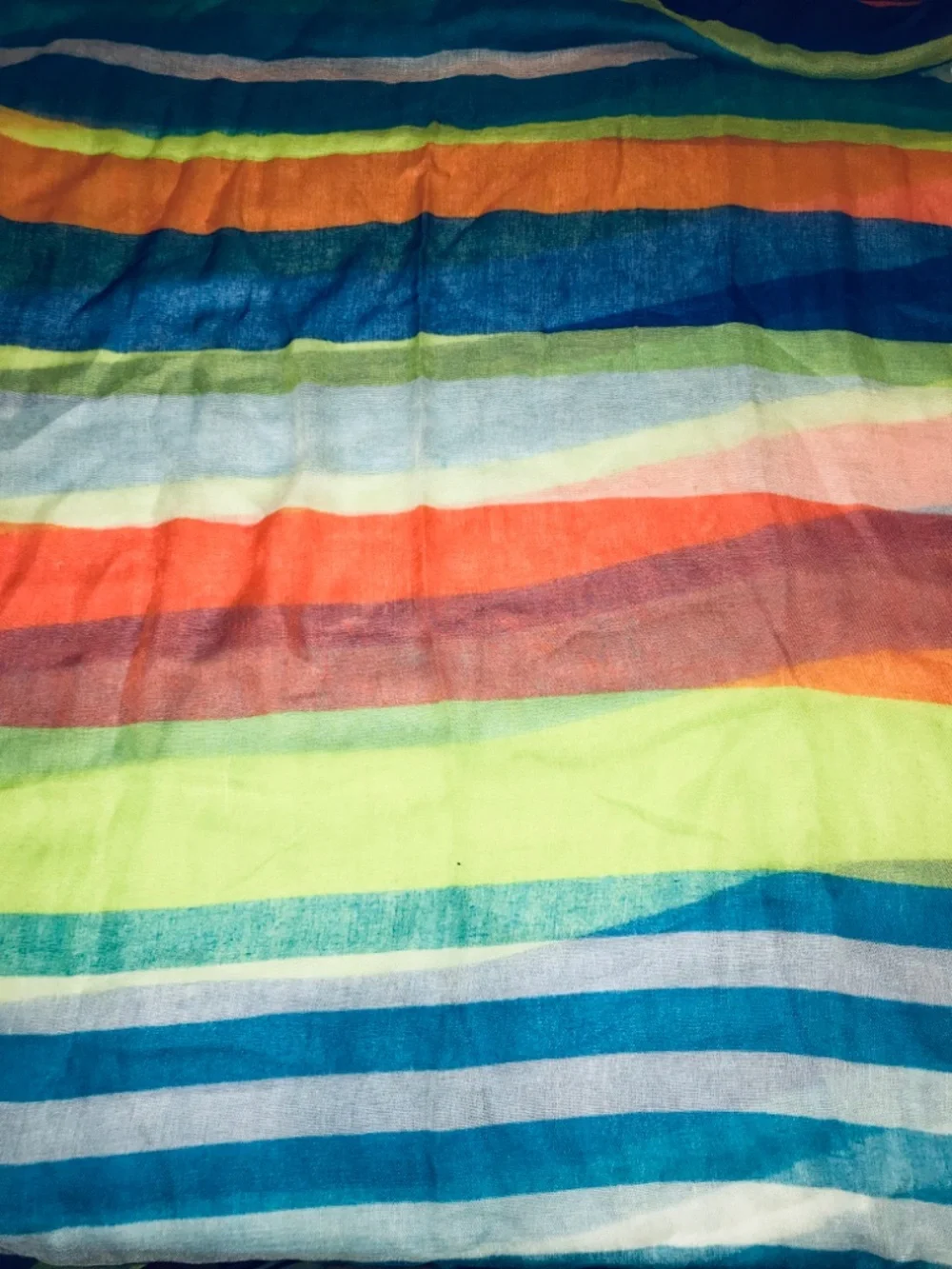 Lightweight Striped Scarf Orange Lime Green Blue White Spring Summer Bright Long